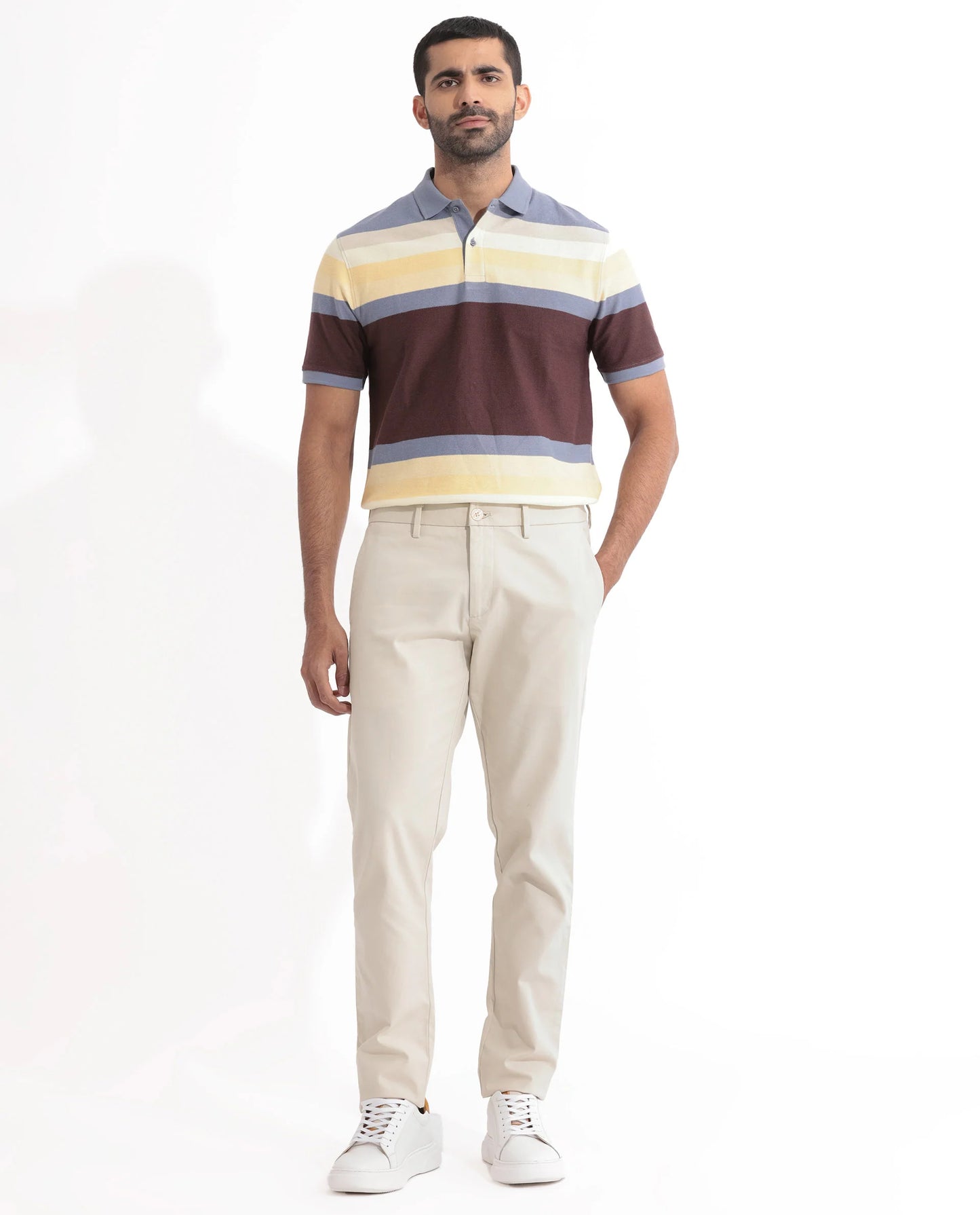 MULTICOLOR STRIPE KNIT POLO GLASGLOW