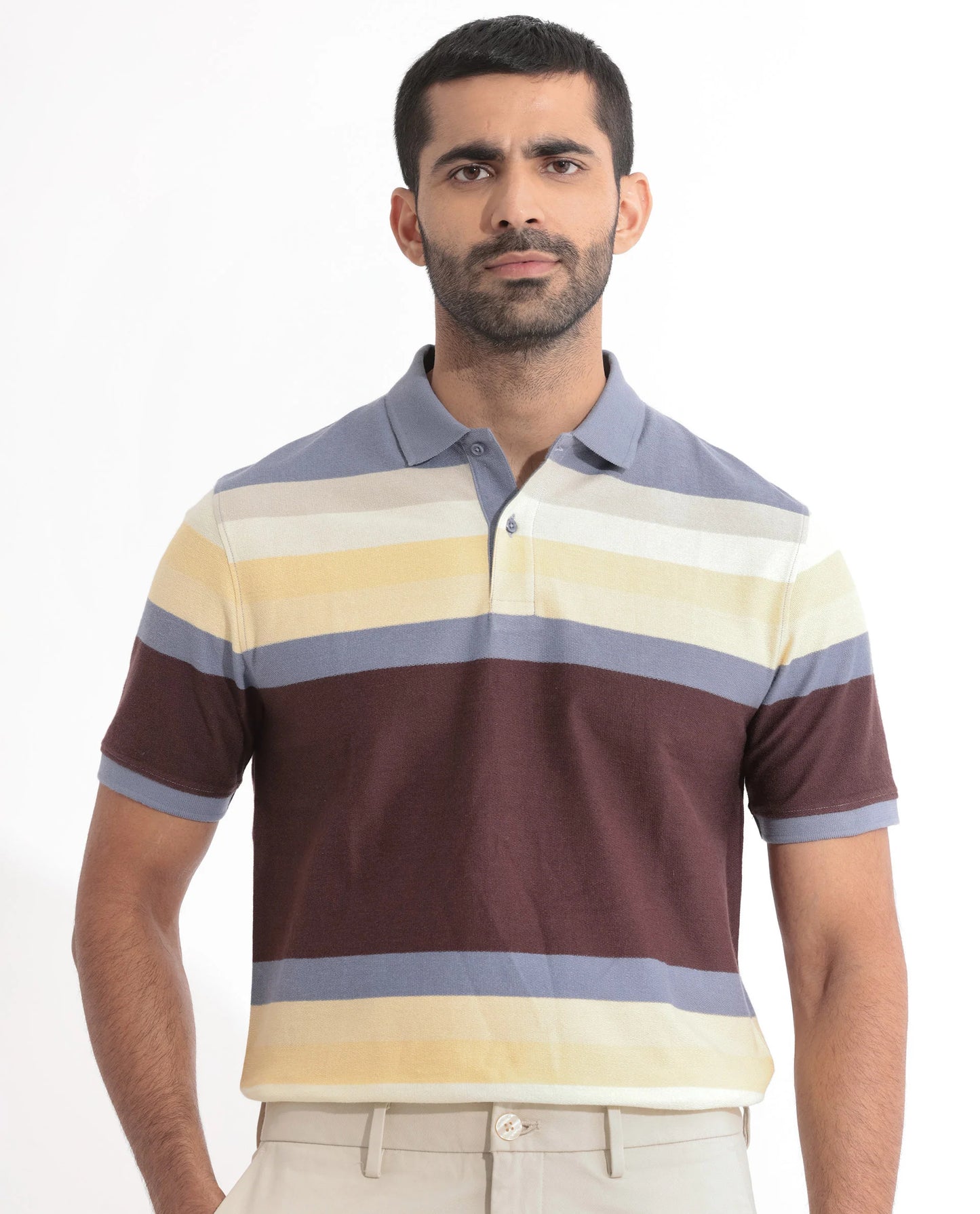 MULTICOLOR STRIPE KNIT POLO GLASGLOW