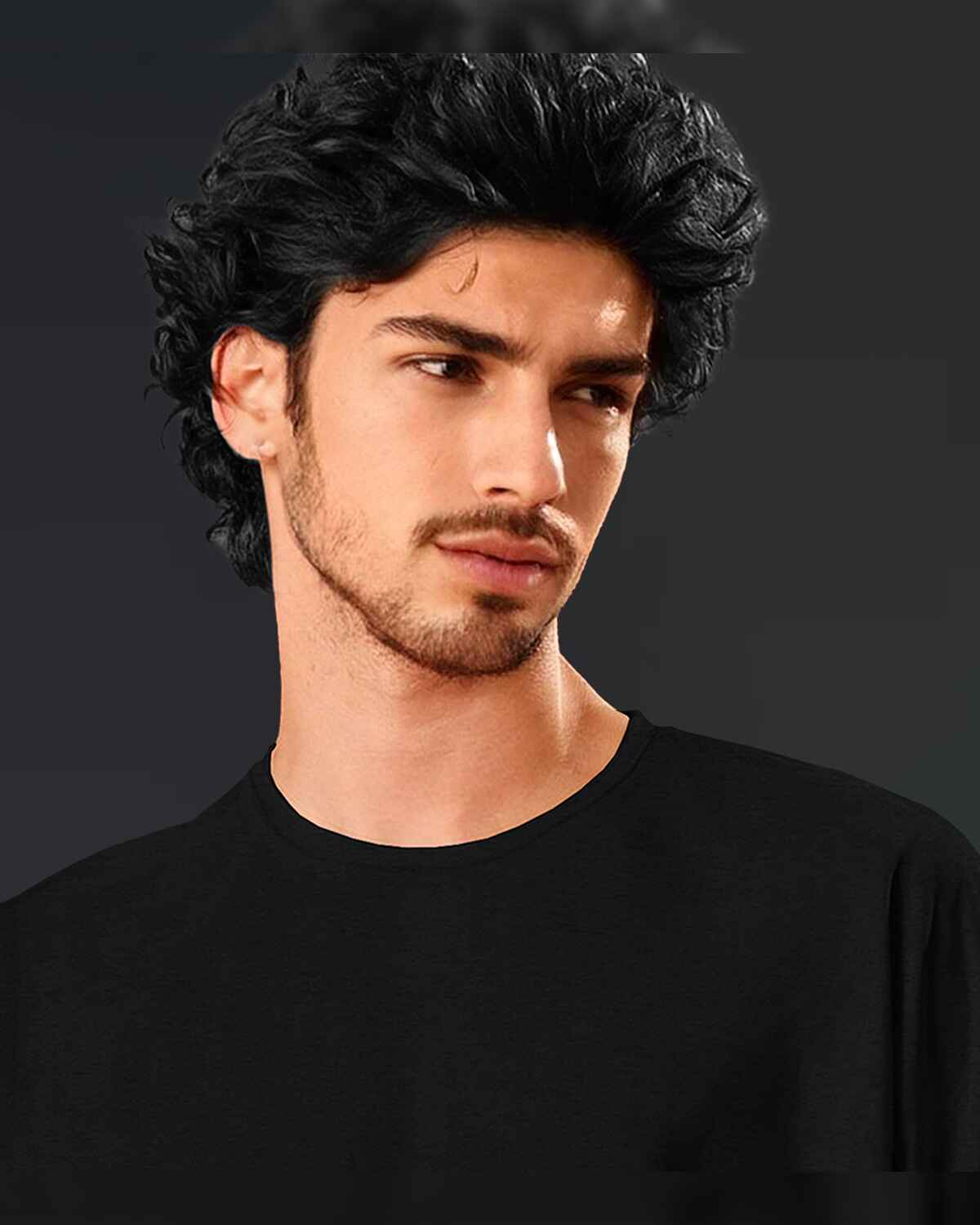 (Pack Of 2) Men Plain Oversized T-shirts / Black & Beige