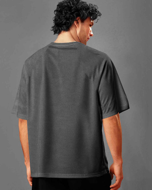 Mens Round Neck Solid Over Size T-shirt / Darkgrey