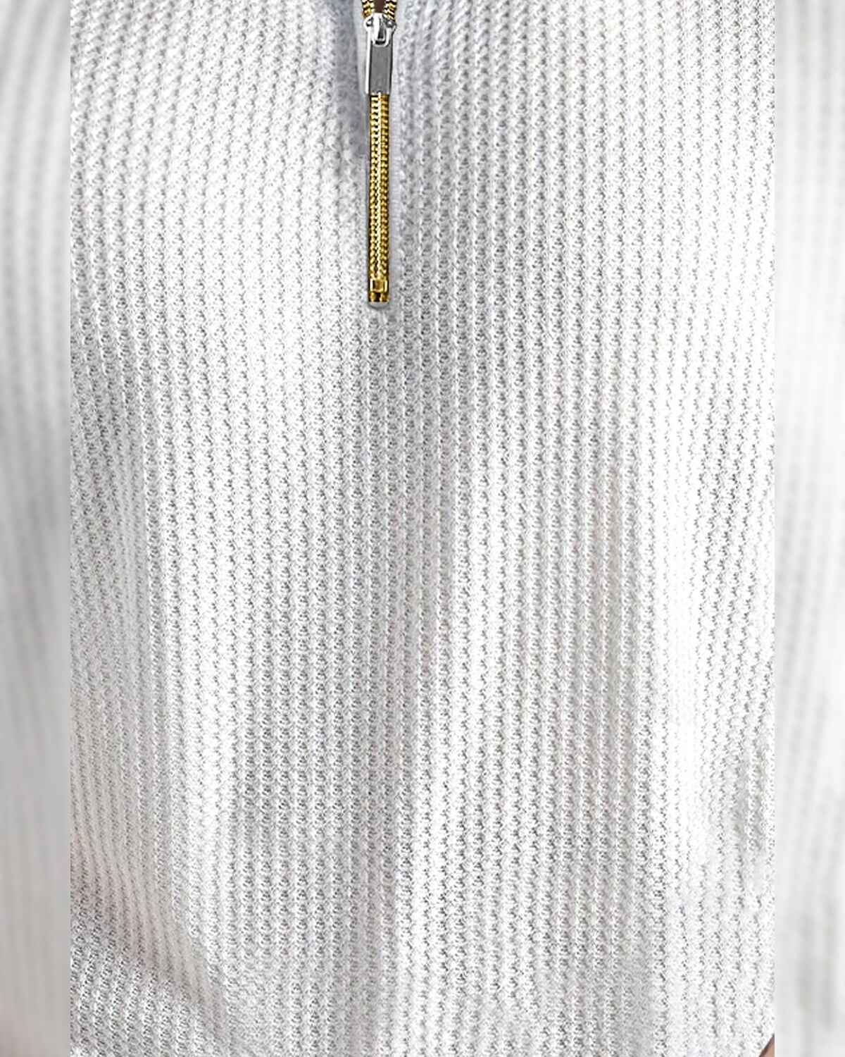 Men Half Sleeve Plain Textured Waffle T-Shirt / White & Black