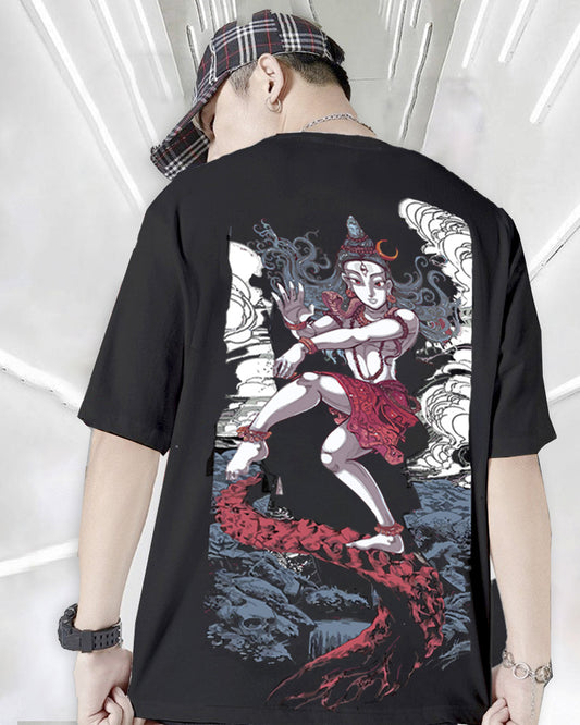 Lord Shiva Black Oversized Back Printed Men's T-Shirt
